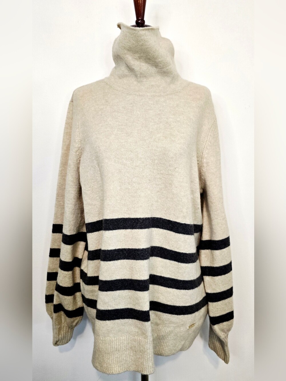 Michael Kors Striped Turtleneck Sweater Quiet Luxury Coastal Chic Academic